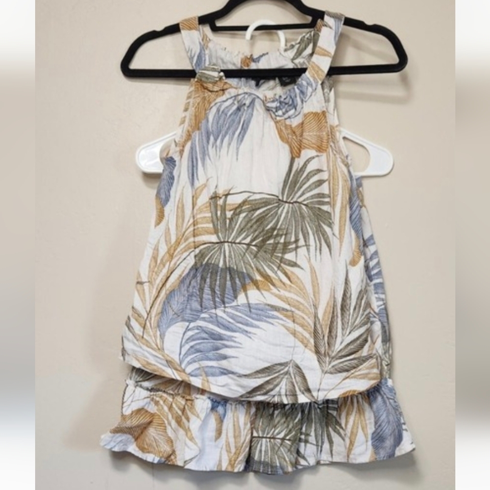 Tahari Palm Leaf Print Sleeveless Top & SKIRT SZ.XS